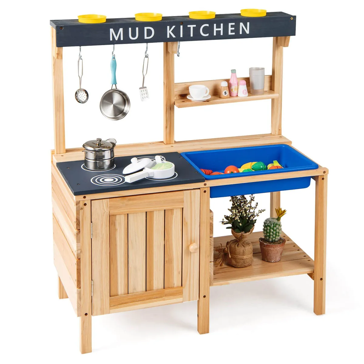 Costway Costway Wooden Outdoor Mud Kitchen Pretend Play Natural — product photo