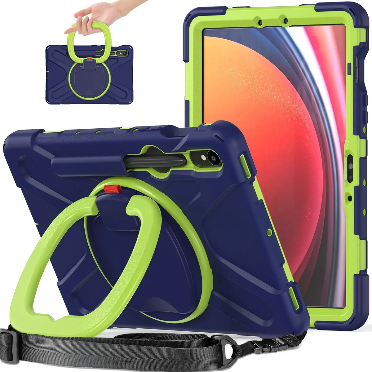 Timoom Timoom Rugged Silicone Cover Navy Green 10.9 11 360 Kickstand Strap S Pen Holder — product photo