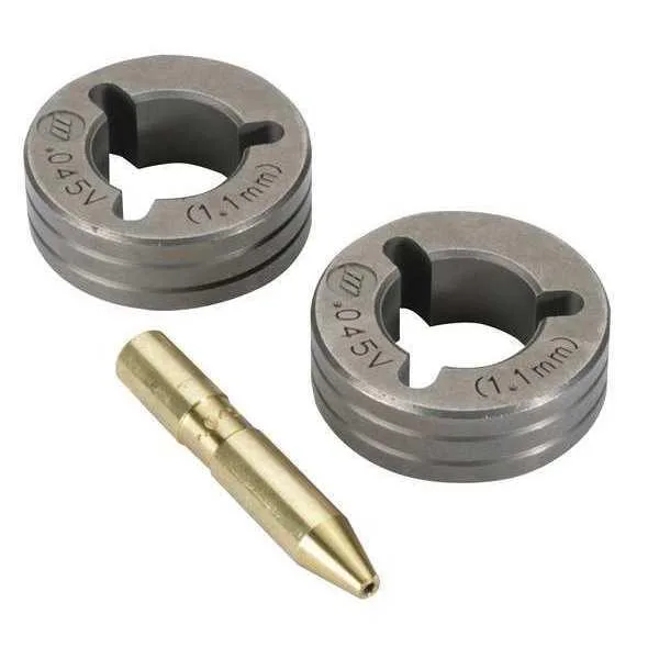 Two steel V-grooved drive rolls for Miller welders, .045 wire size