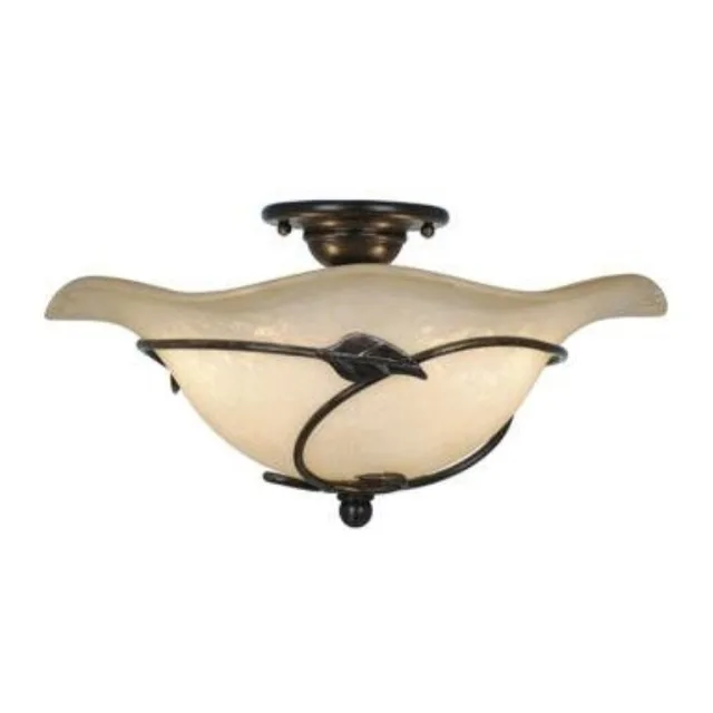 Vaxcel 38815 15 inch semi-flush mount light in oil shale finish