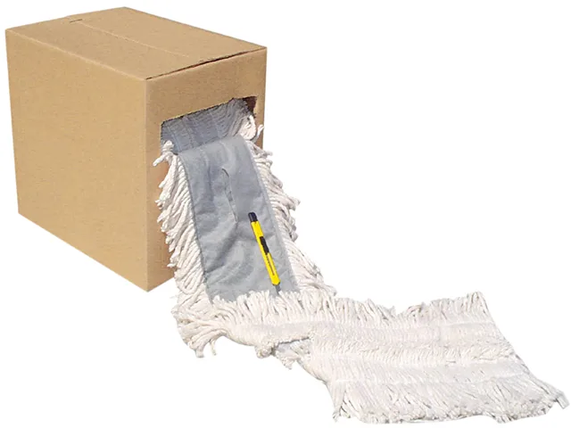 A rolled cotton dust mop, natural colour, 5 inches wide