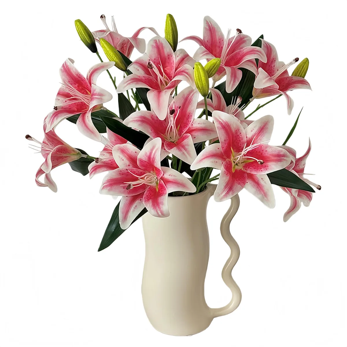  Generic Artificial Pink Lily Flowers 4 Stems 25.6in 65cm — product photo