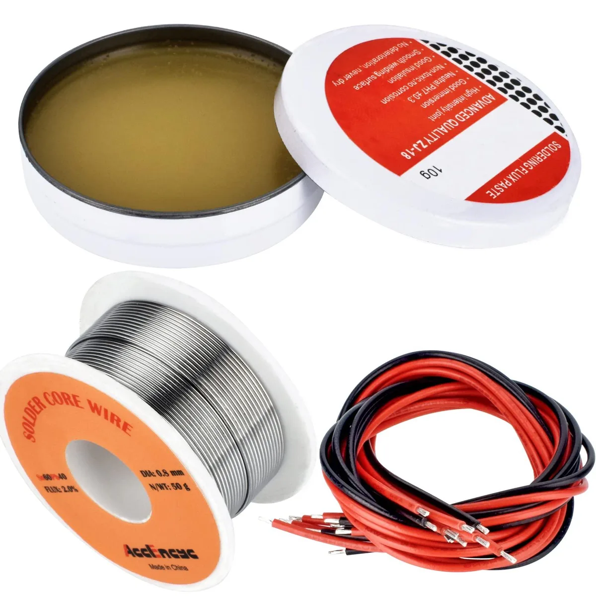  AccEncyc AE918s Solder Kit 60-40 0.8mm 50g 22AWG 10pcs — product photo