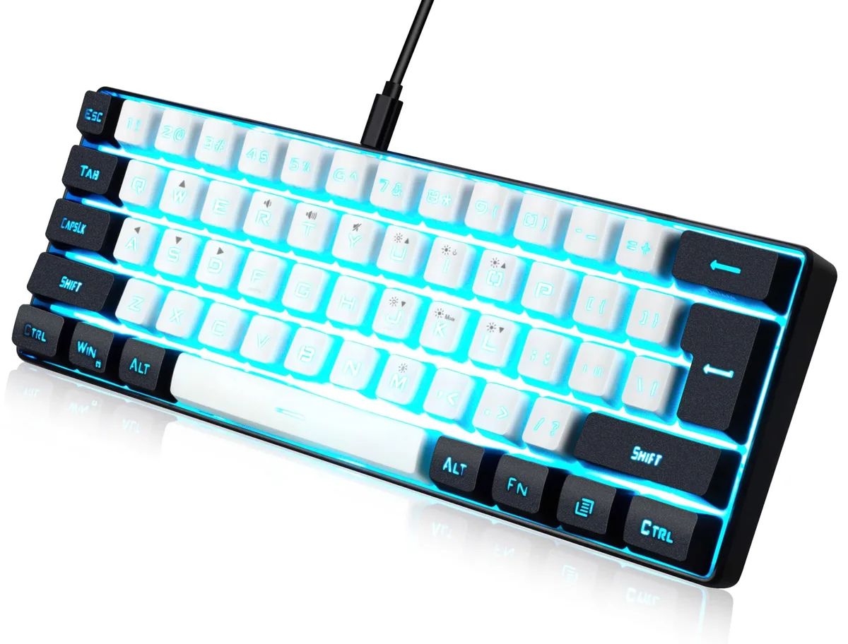  Redragon 60% 61-key wired gaming keyboard (White-Black) — product photo