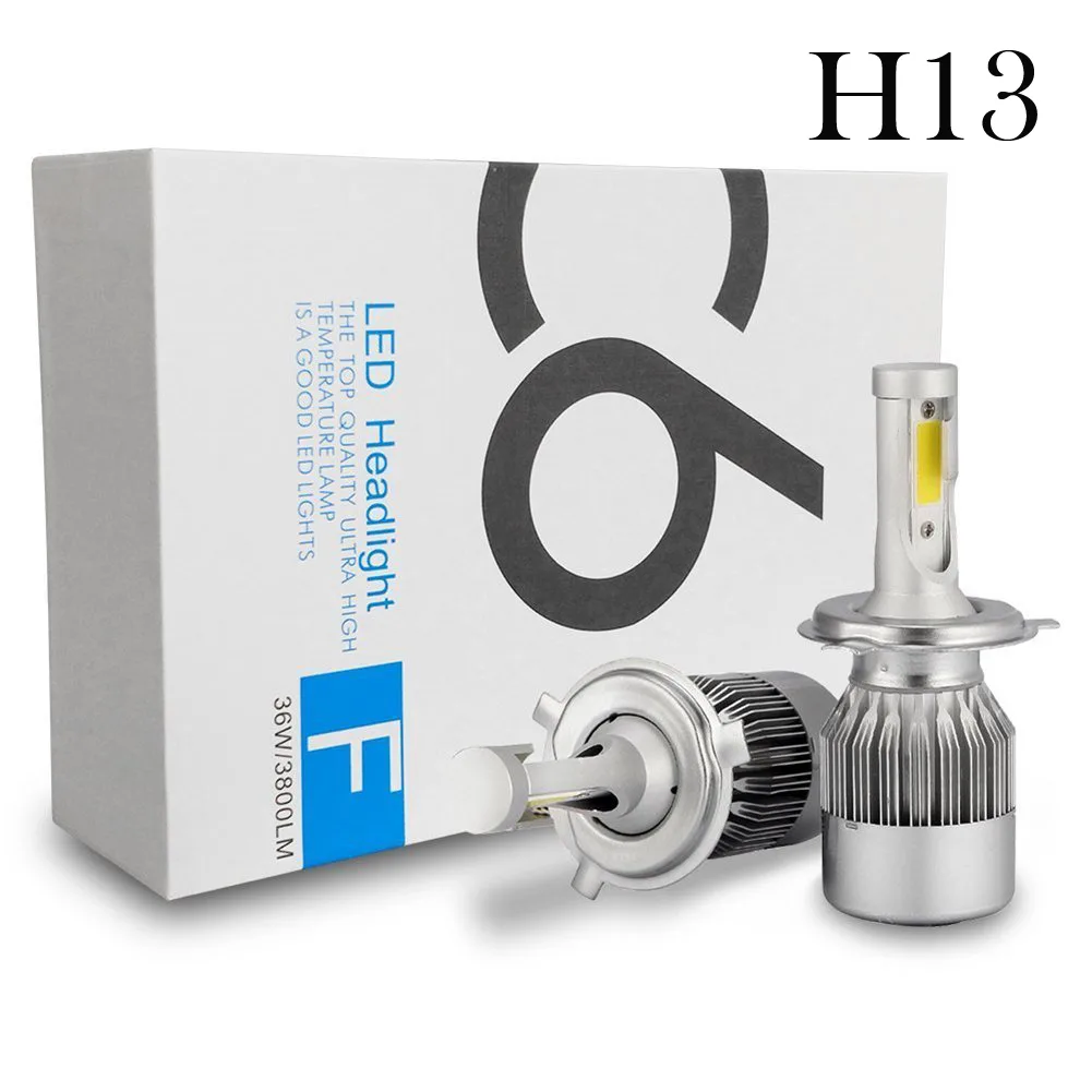 LUOM LUOM JC6-H13 H13 LED headlight kit 72W 7600LM 6000K IP68 pair — product photo