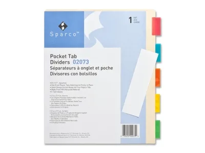 Sparco Products Sparco Products 2073 binder dividers 5-tab 11"x9" yellow — product photo