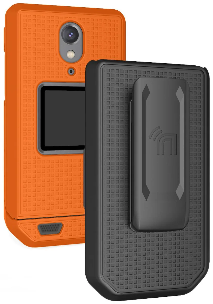 Nakedcellphone Nakedcellphone Grid Case + Belt Clip Holster Combo Orange CAT S22 Flip 13 positions — product photo