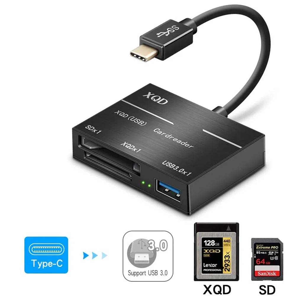 IHDAPP IHDAPP 3-in-1 XQD/SD USB 3.1 Card Reader Black — product photo