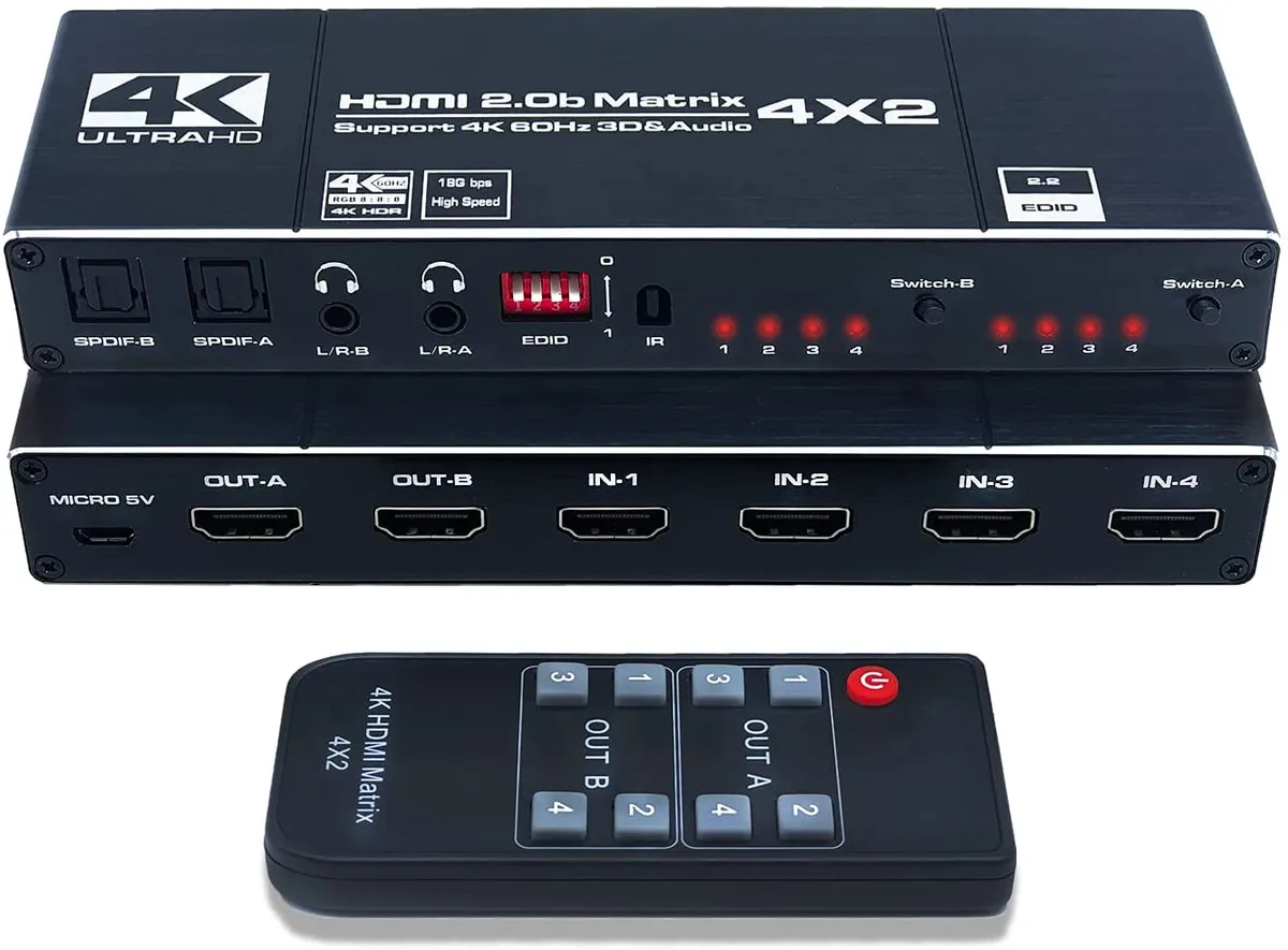 IHDAPP IHDAPP HDMI Matrix Switch 4x2 video switch — product photo