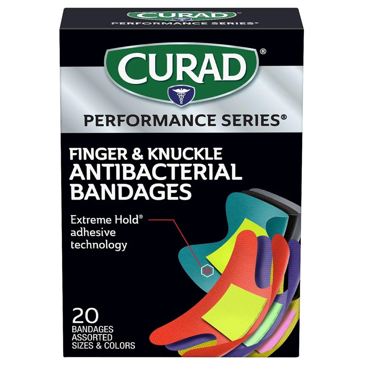  Curad CURIM5021 Fingertip Knuckle Antibacterial Bandages 20 Count — product photo