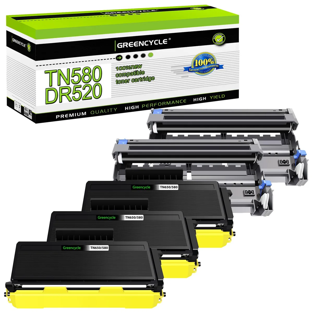 GREENCYCLE GREENCYCLE TN580 DR520 High Yield Toner &amp; Drum Set 3+2 — product photo