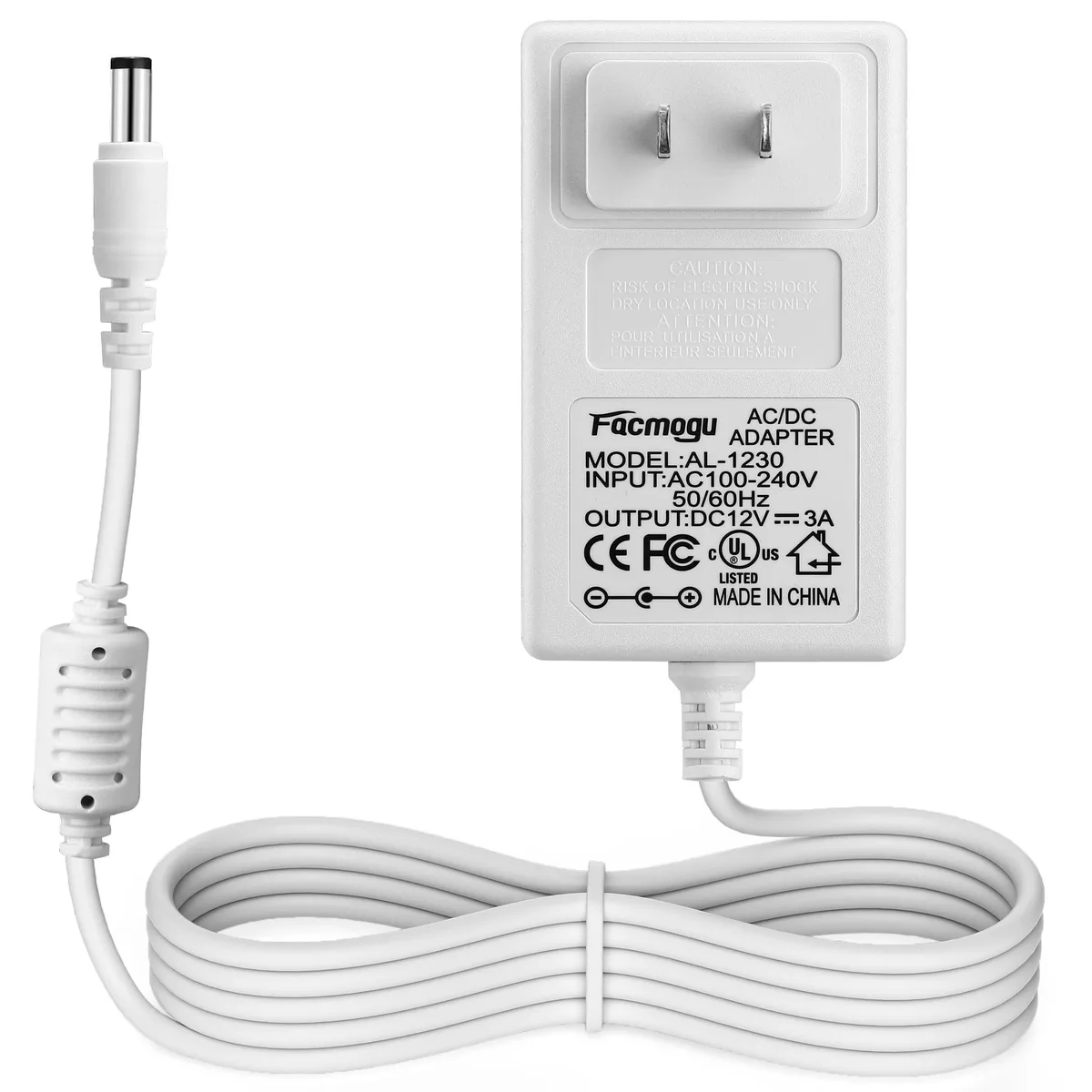  Dell A20124-MG-US 12 V 3 A 36 W power adapter 5.5×2.5 mm &amp; 5.5×2.1 mm 1.5 m cable — product photo