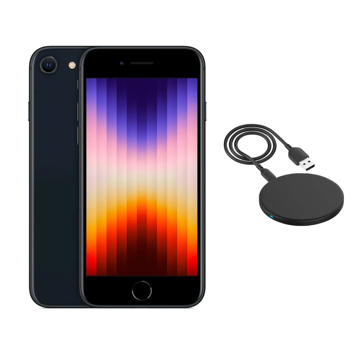 Apple Apple iPhone SE (3rd Gen) A2595 Fully Unlocked 64GB Midnight Wireless Charger cell phones - unlocked — product photo