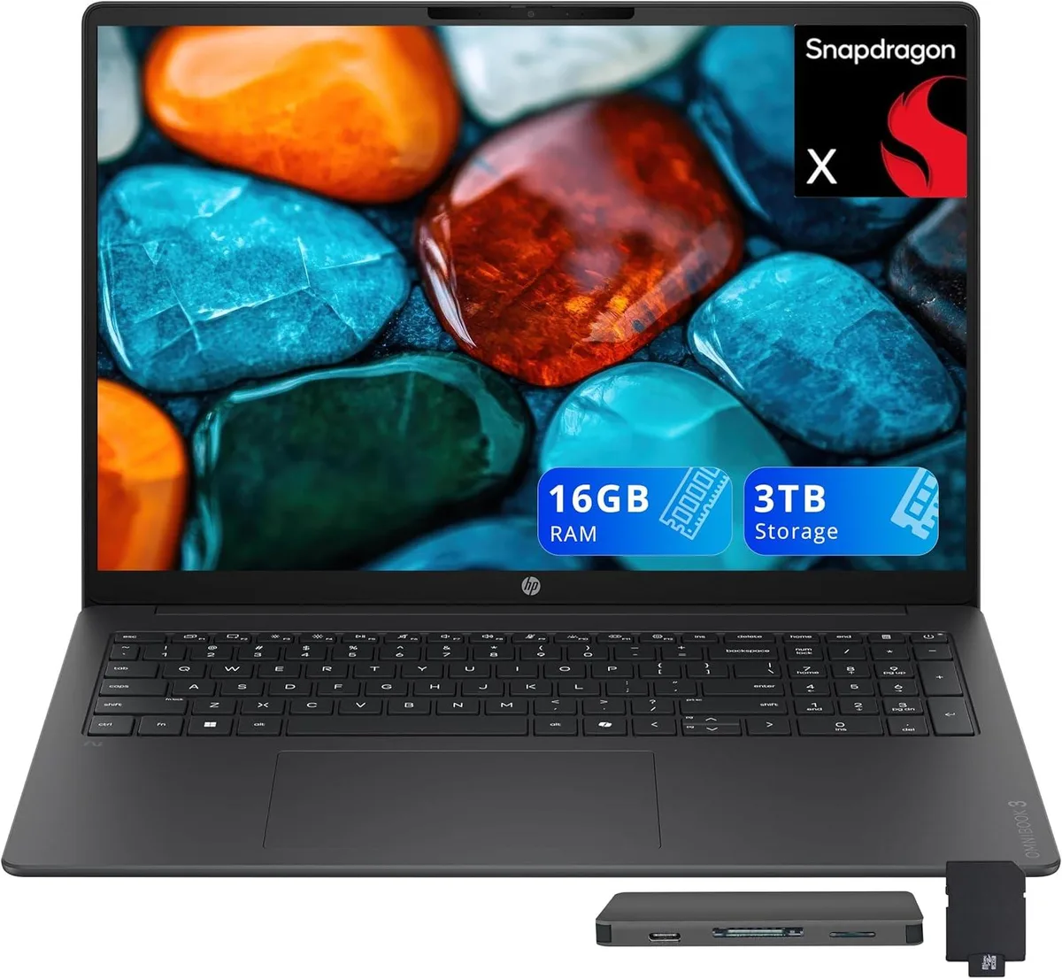 HP HP OmniBook 3 16" WUXGA Snapdragon X X1-26-100 16GB DDR5 2TB SSD Iron Gray business laptop — product photo