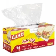 Clorox Clorox 60771 Fold-Top Sandwich Bags 6.5 x 5.5 Clear 180/Box 12 Boxes/Carton — product photo