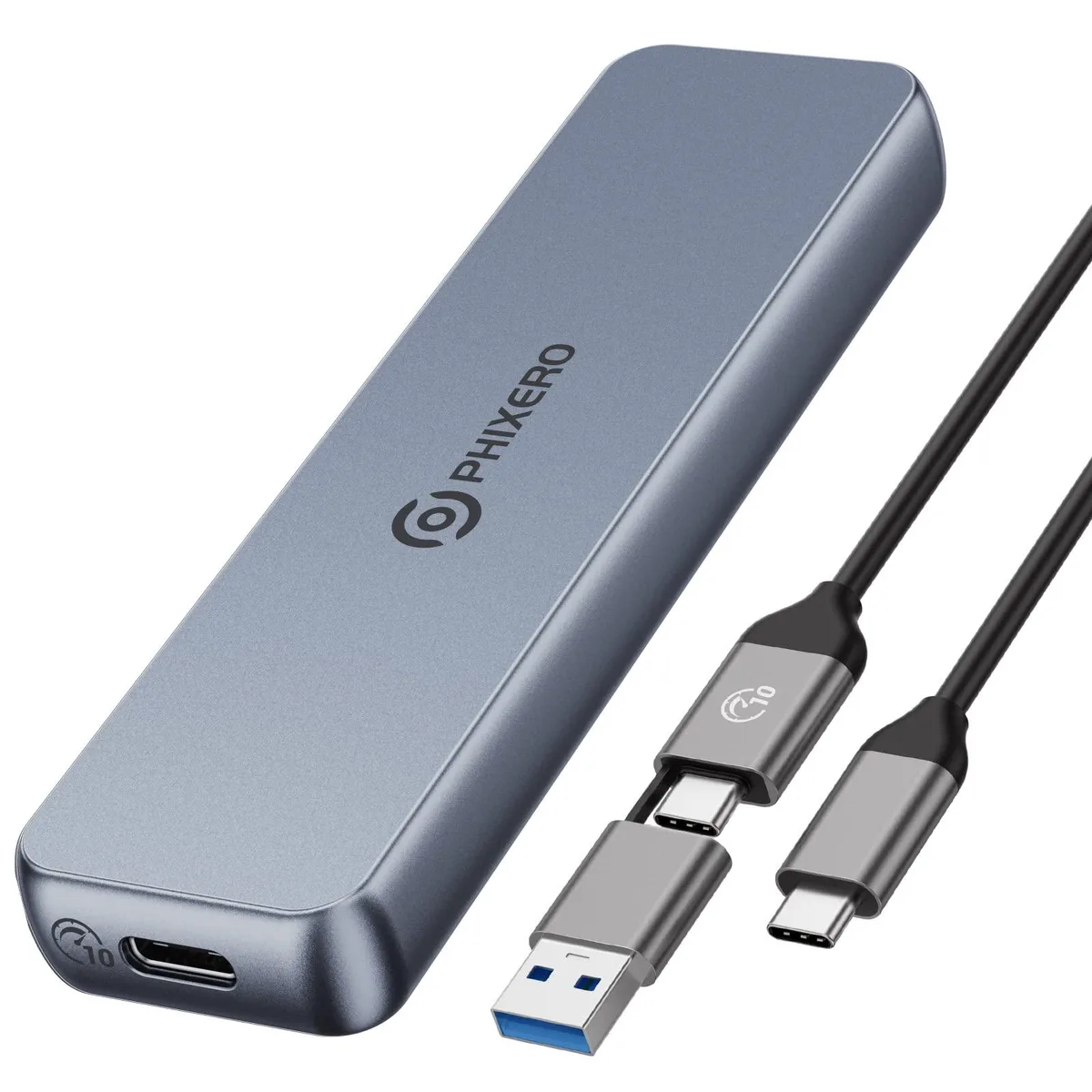 PHIXERO PHIXERO M.2 NVME Enclosure USB 3.1 Gen2 10Gbps Gray — product photo