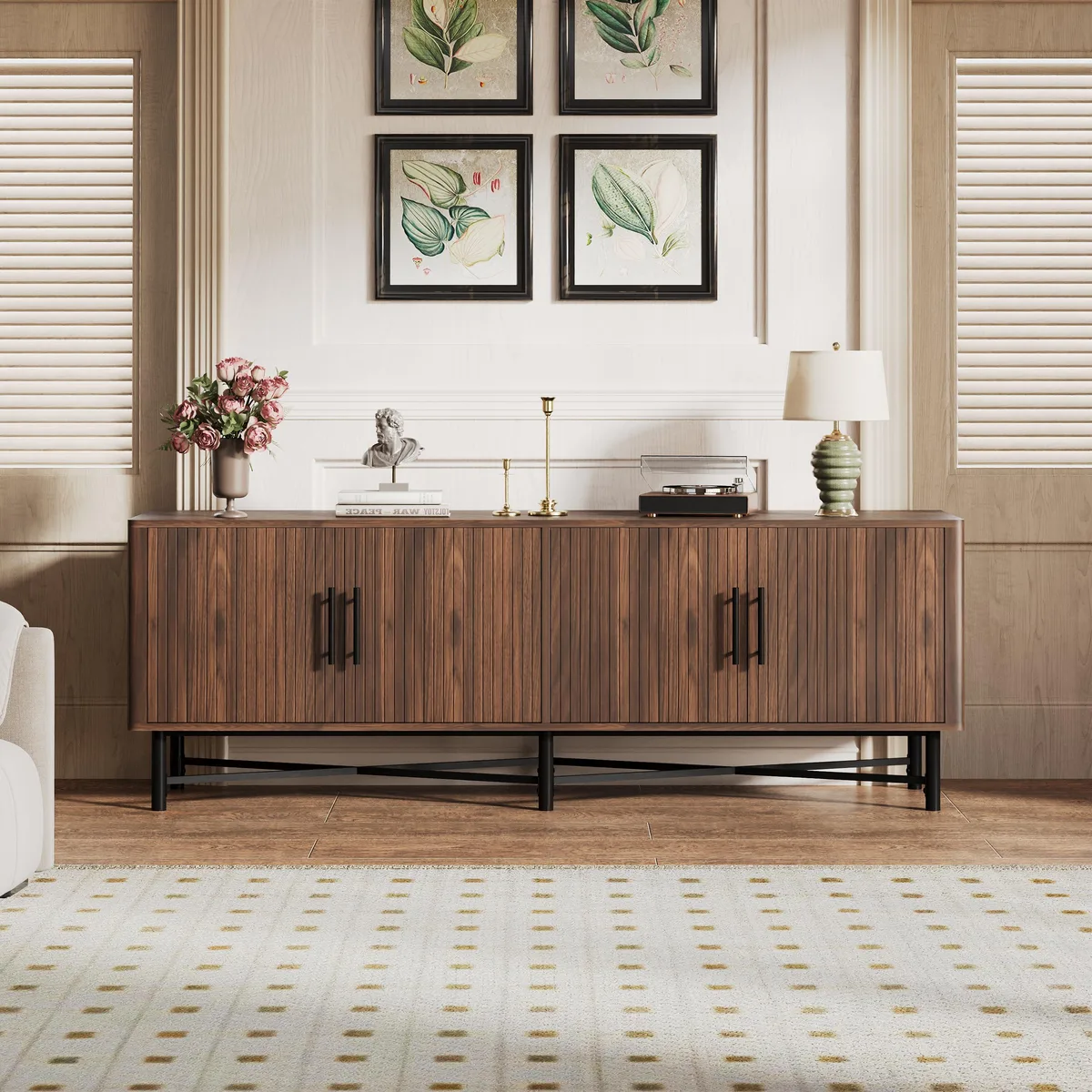 tuphen tuphen 4-Door TV Cabinet 66W 18D 23H Chestnut — product photo