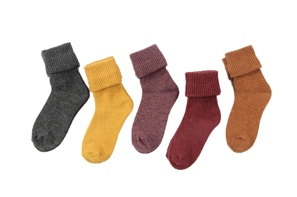 Four pairs of women's wool blend crew socks assorted colours 1844