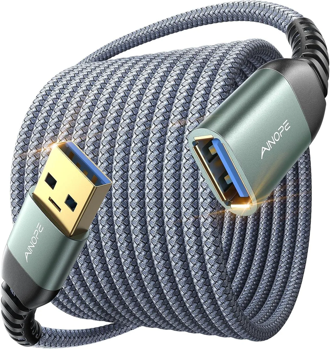 Kootion Kootion USB 3.0 Extension Cable 10ft Male to Female Grey — product photo
