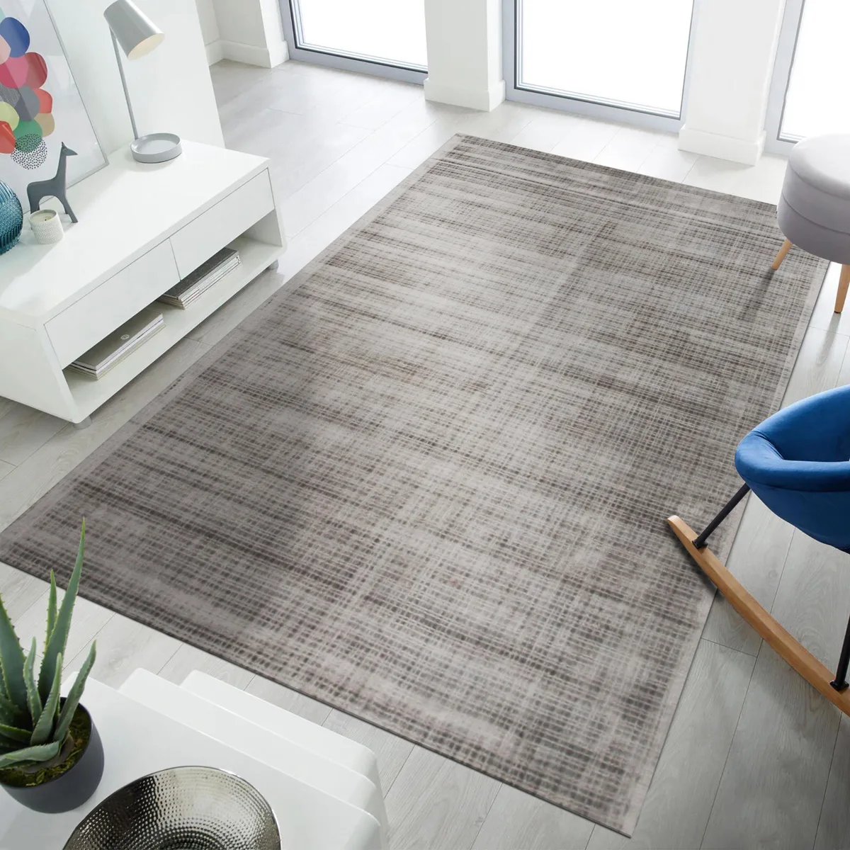 EORC EORC Handwoven Viscose Silver Contemporary Solid Milano Rug 8'9 x 11'9 — product photo