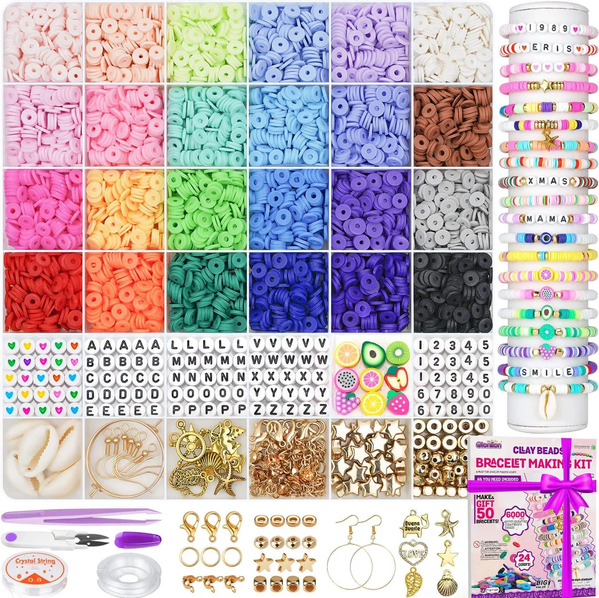  Gionlion GL-BRACELET MAKING KIT - A6000 6000pcs Clay Beads Kit 24 Colors — product photo