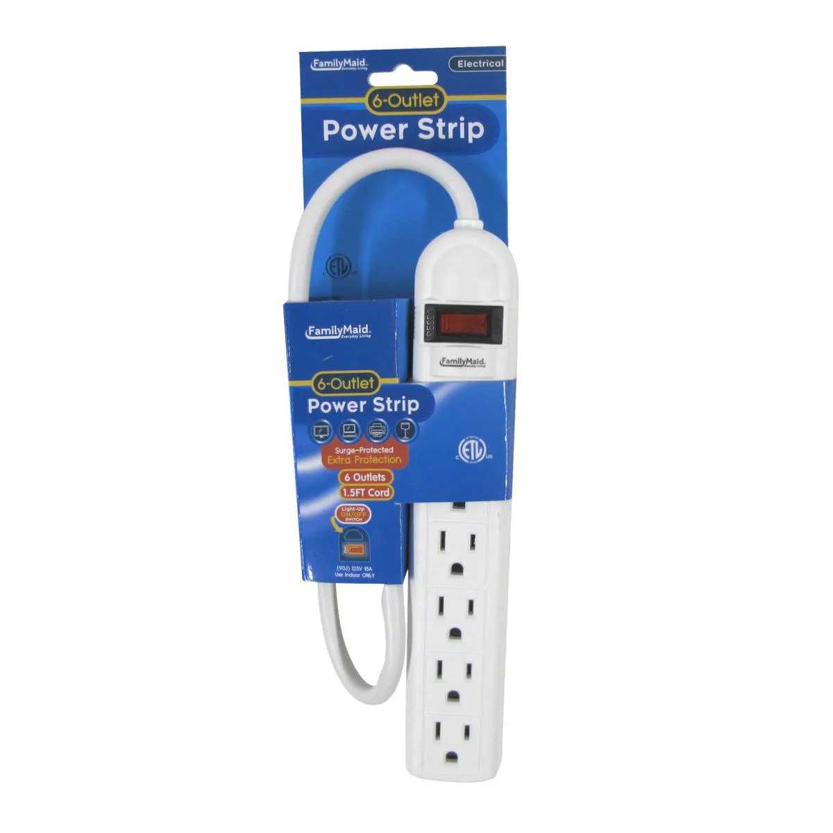 TreasureGurus, LLC TreasureGurus, LLC 32756 6-Outlet Surge Protector 13" White 24CL — product photo