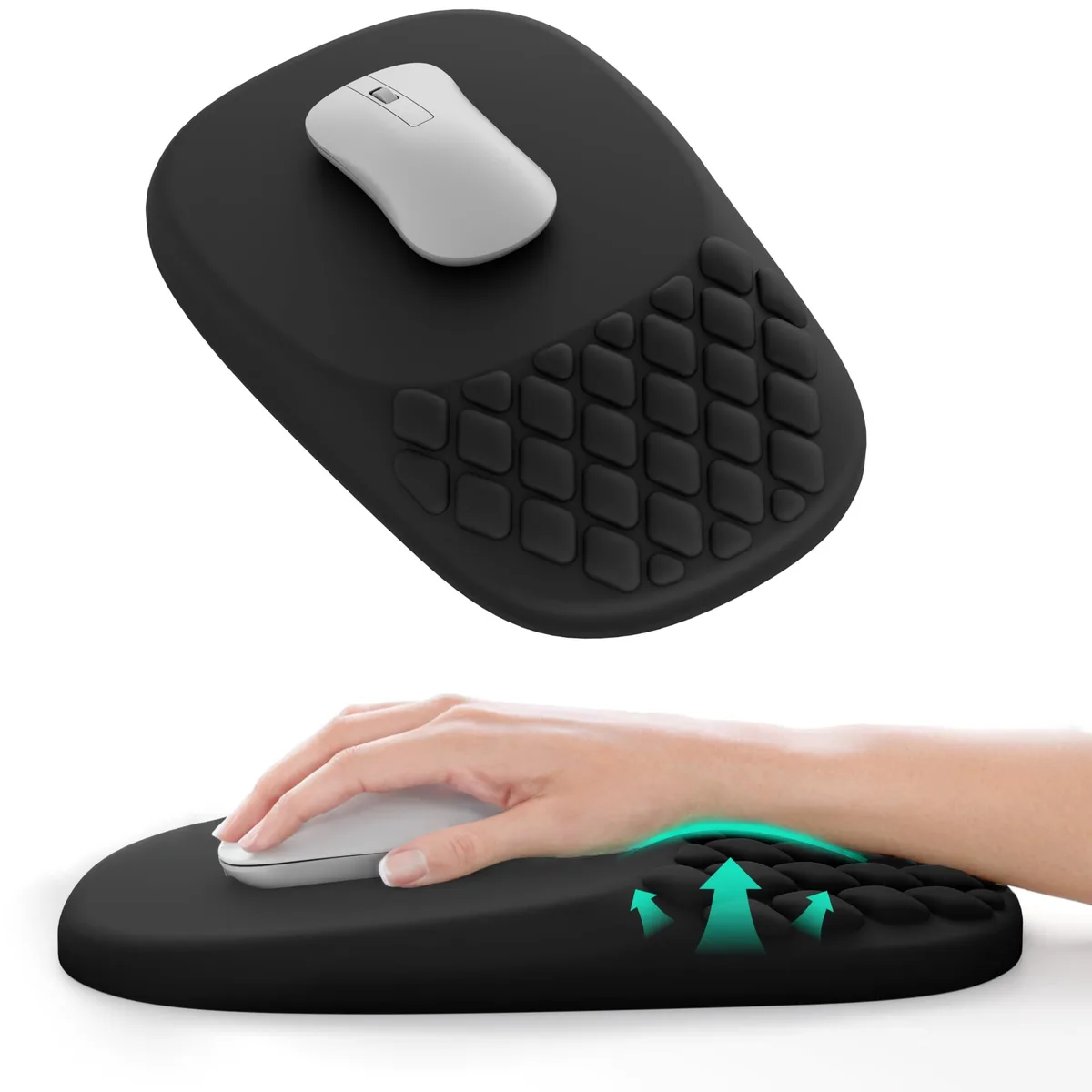  VAGAU Ergonomic Mouse Pad with Wrist Support Black 12 x 7.5 x 1.1 in — product photo
