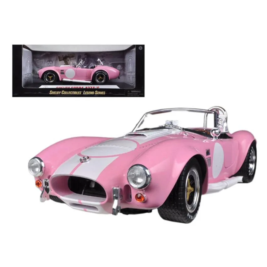 Shelby Collectibles Shelby Collectibles 1965 Shelby Cobra 427 S/C Pink with White Stripes Signed 1/18 Diecast Vehicle — product photo