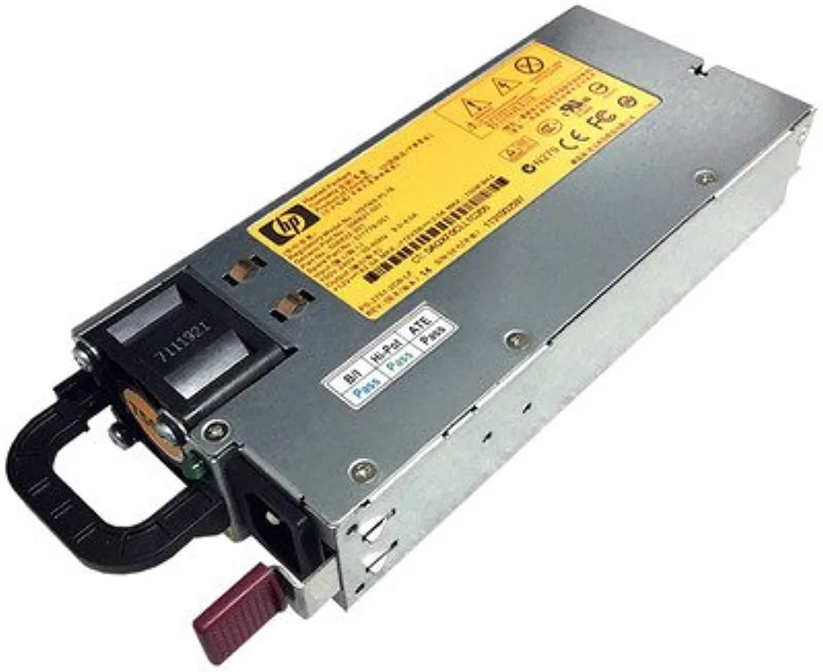 Silver metal rectangular PSU with fan grille and power socket