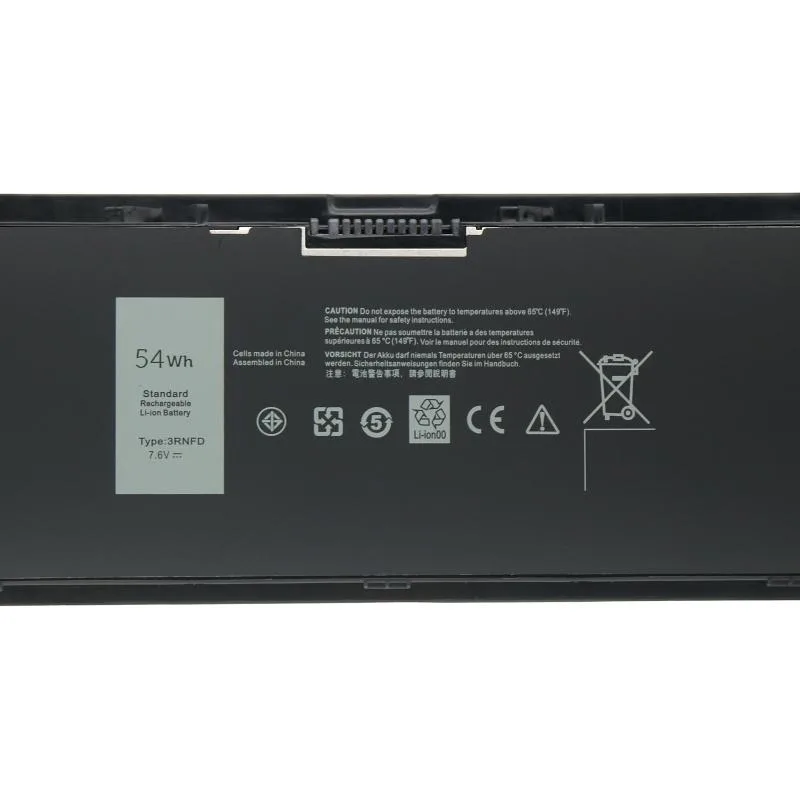 Black rectangular lithium-polymer laptop battery, 54Wh 7.4V