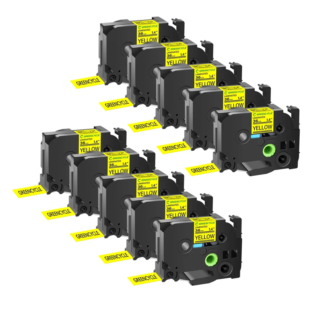 GREENCYCLE GREENCYCLE TZe-661 36mm Black on Yellow Label Tape 20 Pack — product photo