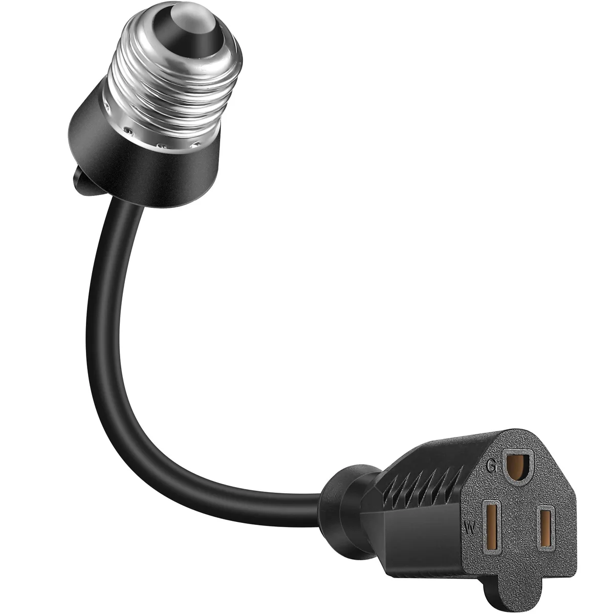 Feekoon E26/E27 3-Outlet Adapter with 7in Cord, Black — product photo