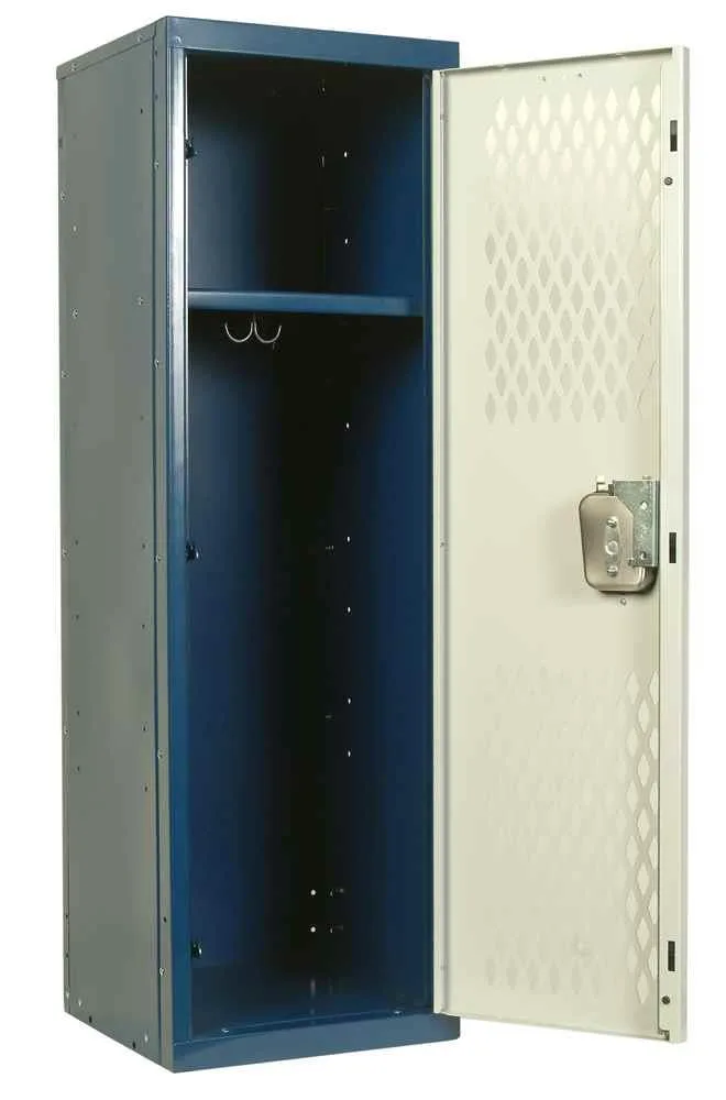 Hallowell Home Team Locker in navy blue and light gray steel