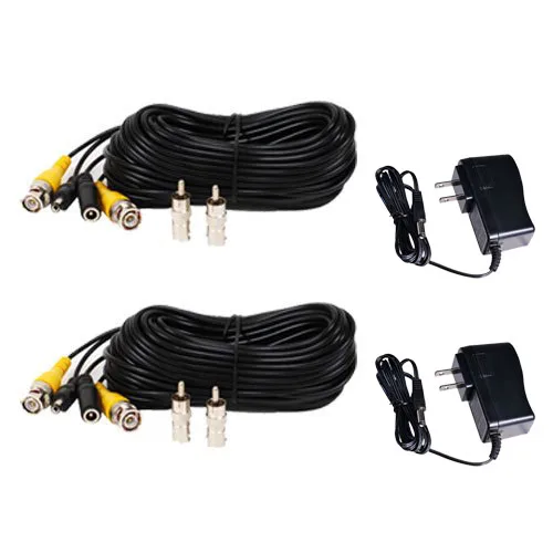 VideoSecu VideoSecu CBV502P 50ft Video Power Cable 2 Pack with 12V 500mA Supplies — product photo