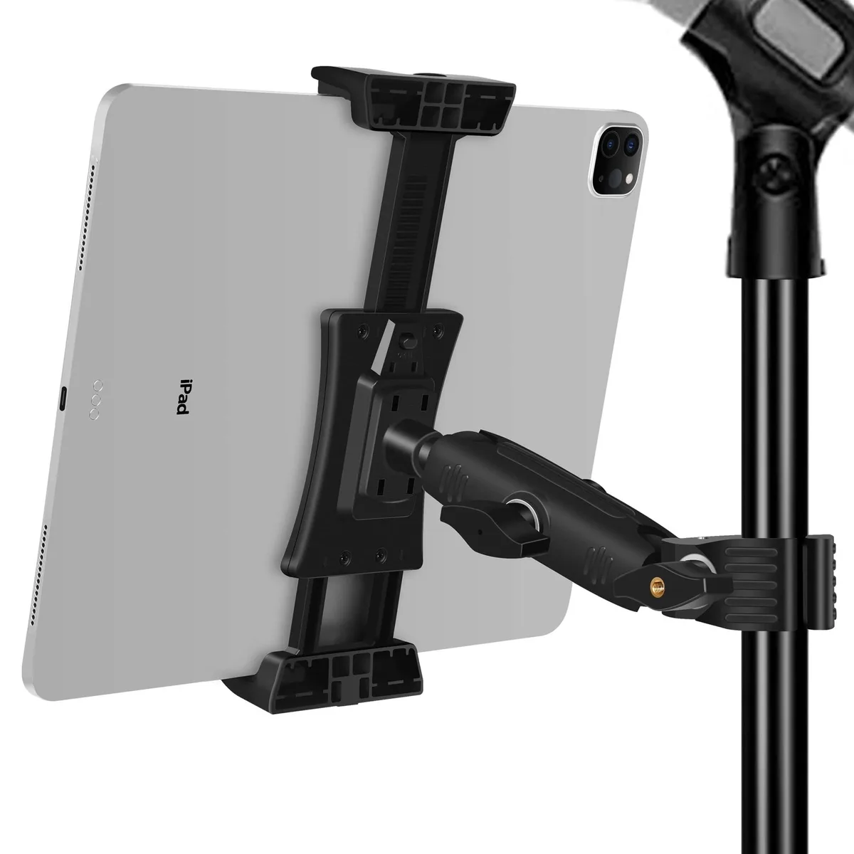Bipra Bipra Tablet Phone Holder Mic Stand Mount 4-13.5in 360° Rotatable Clamp 2 in 1 Accessory — product photo