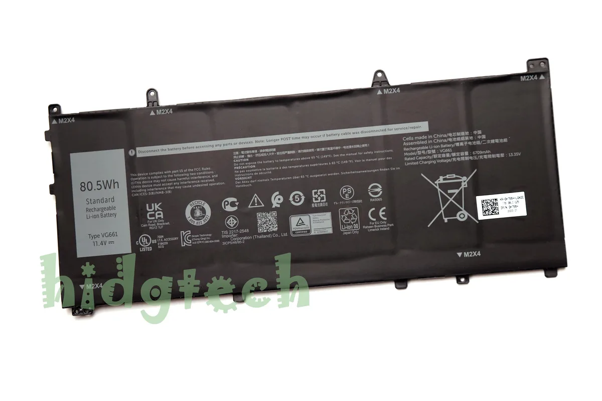Beisite Beisite VG661 laptop battery 80.5Wh 11.4V for Alienware X14 R1 R2 — product photo
