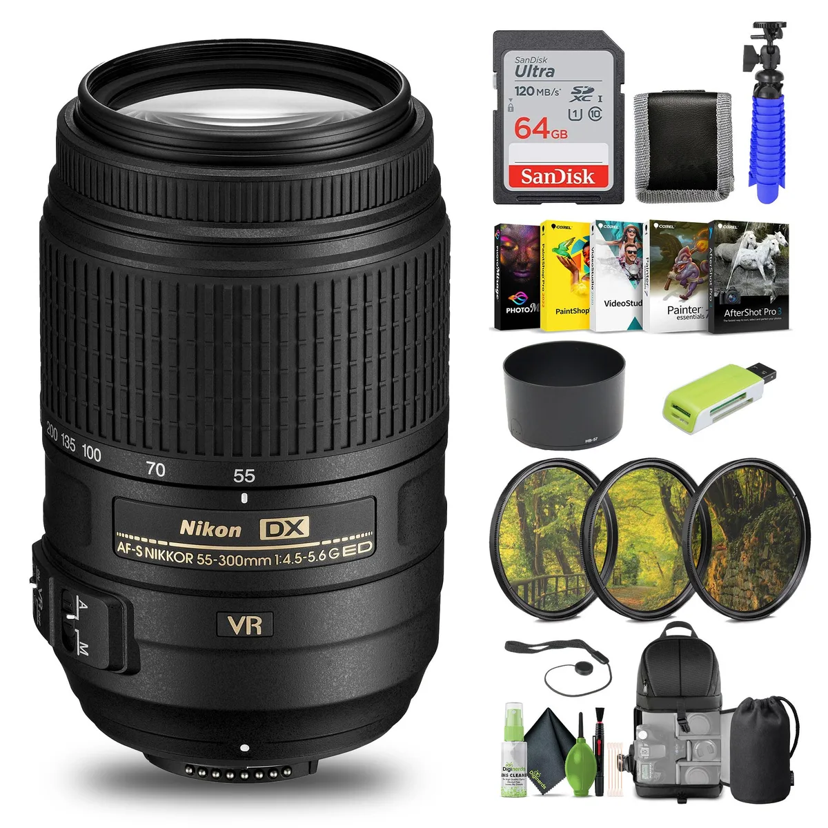 Nikon Inc Nikon AF-S DX NIKKOR 55-300mm f/4.5-5.6G ED VR Lens Bundle — product photo