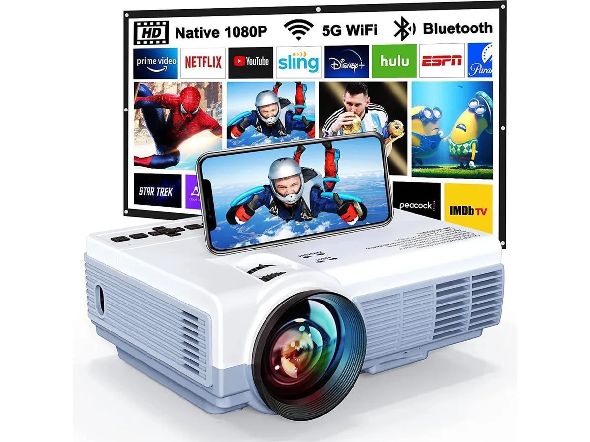 KEHIPI KEHIPI home theater projector 1920x1080 9500L 10000:1 5G WiFi Bluetooth 30-300 inch zoom 3W speakers — product photo