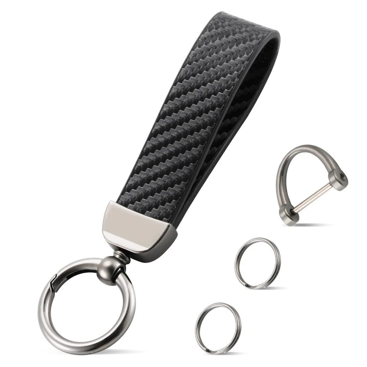 Viator Gear JUSTTOP-DTPG-silver Leather Keyholder Carbon Fiber Black — product photo