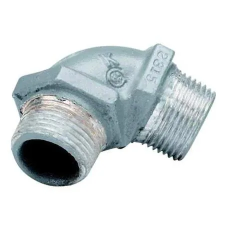 Hubbell 90-degree elbow conduit fitting, 3/4 inch threaded iron with powder-coated finish