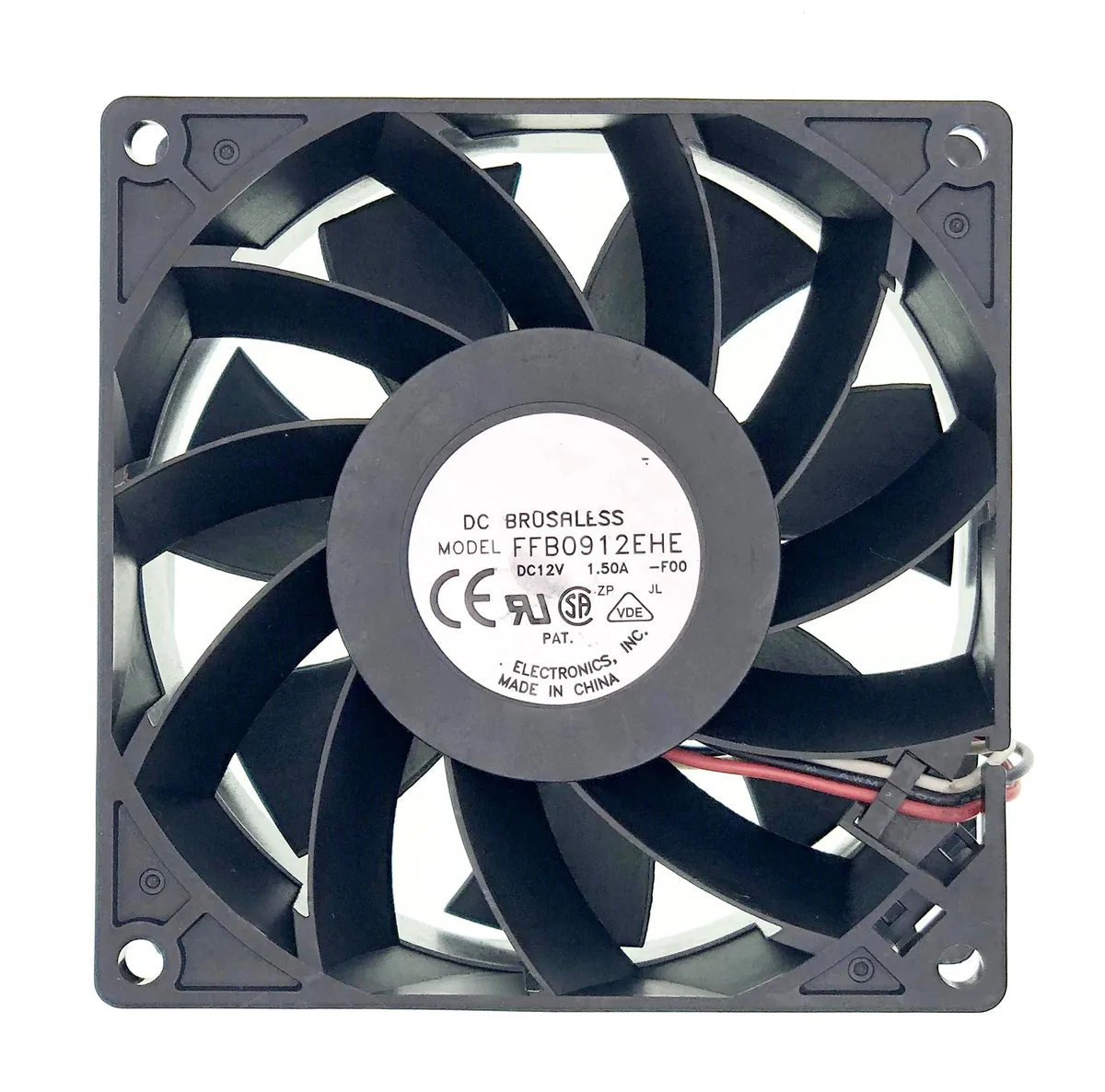 Vszerda Vszerda FFB0912EHE 12V 1.50A 16.2W 5700RPM 102CFM 92x92x38mm 3-pin brushless fan gadget — product photo