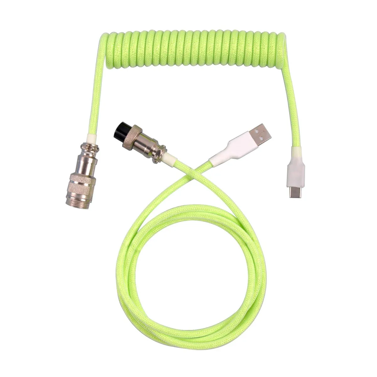  Coiled USB-C Keyboard Cable Green 1.5m 16mm Coil Detachable Aviator — product photo