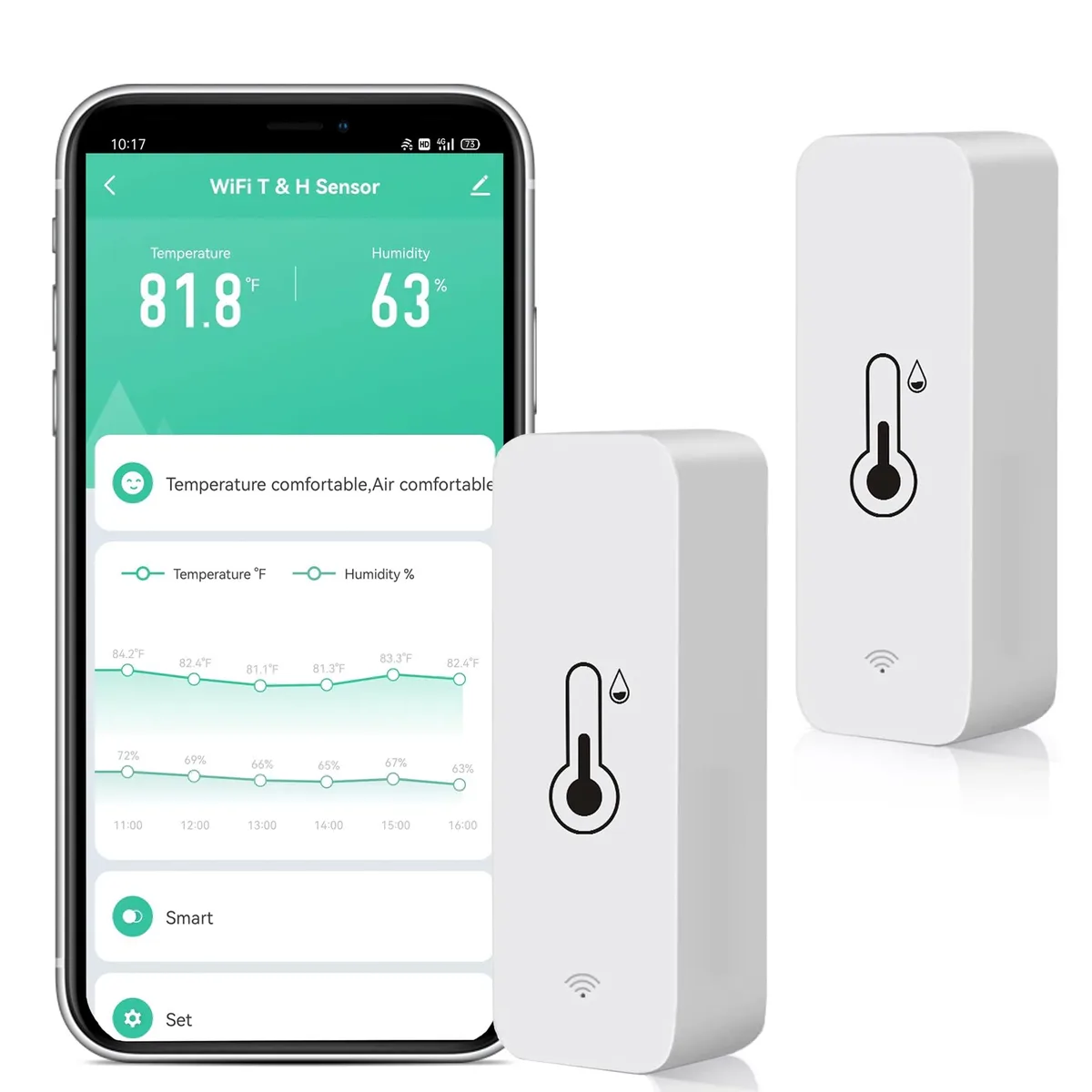 SENCKIT WiFi Temperature Humidity Sensor 2.4 GHz Black 0.96 in — product photo