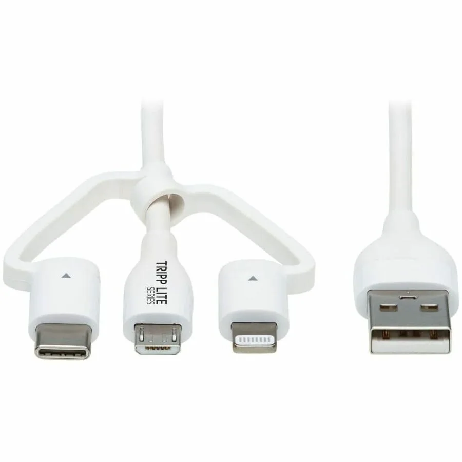 Tripp Lite Tripp Lite M101AB004LMCW 4ft USB-A to Lightning USB-C Micro-B usb cable — product photo