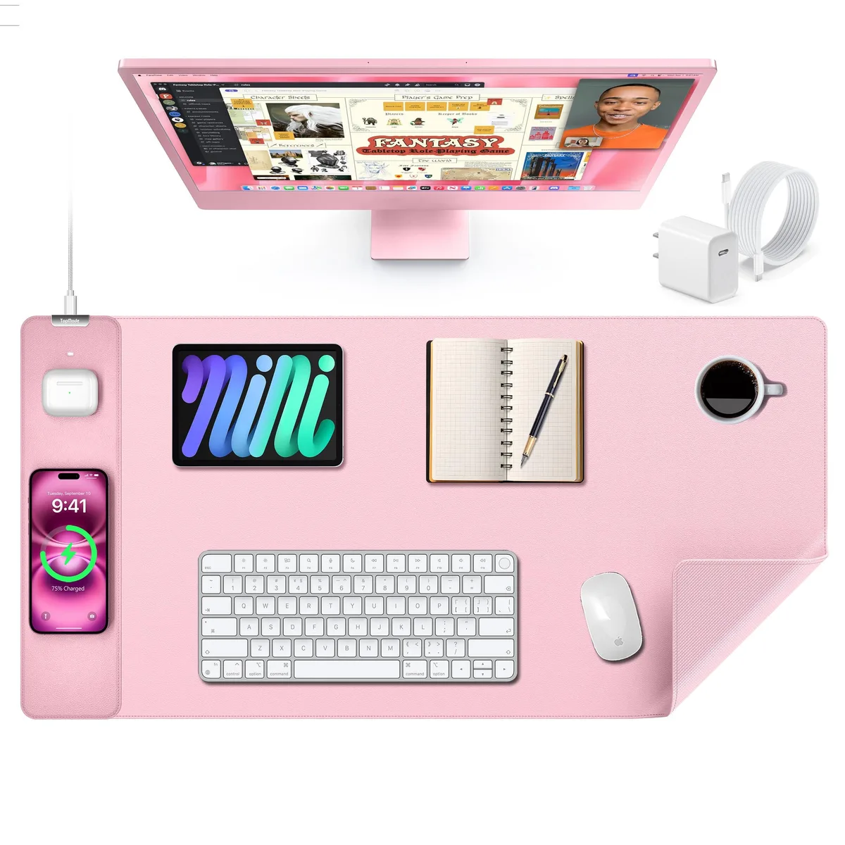  Keychron HD114 Mouse Pad 31.5x15.8 Pink With Adapter — product photo