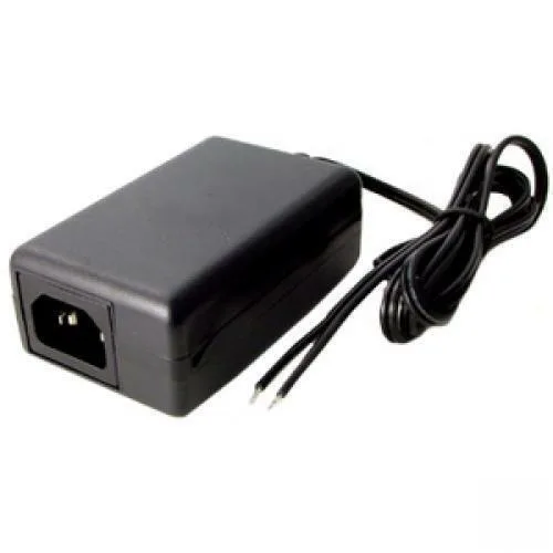 Black rectangular AC power adapter with wall plug and cable