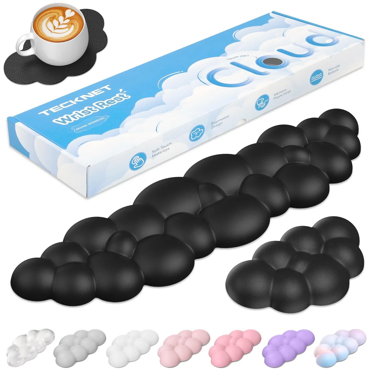  TECKNET Cloud Wrist Rest Set 16.7 in Black MGM01123 — product photo
