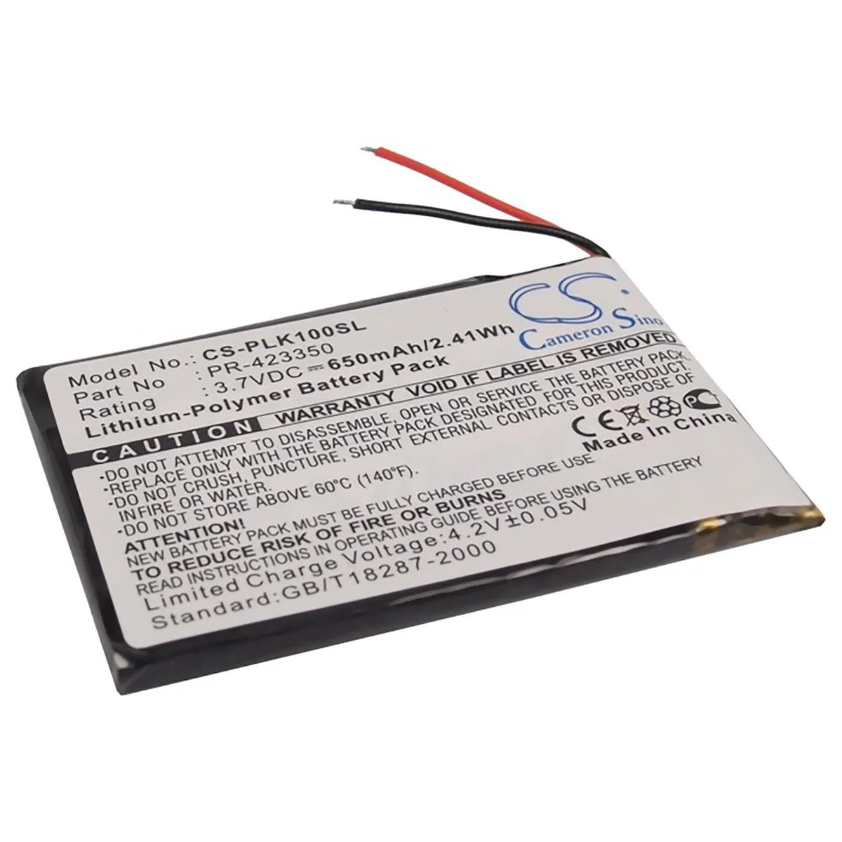 Centenex Electronics Centenex Electronics DS-CS-PLK100SL Battery for Plantronics PR-423350 K100 Sony MDR-XB950BT DS6500 — product photo