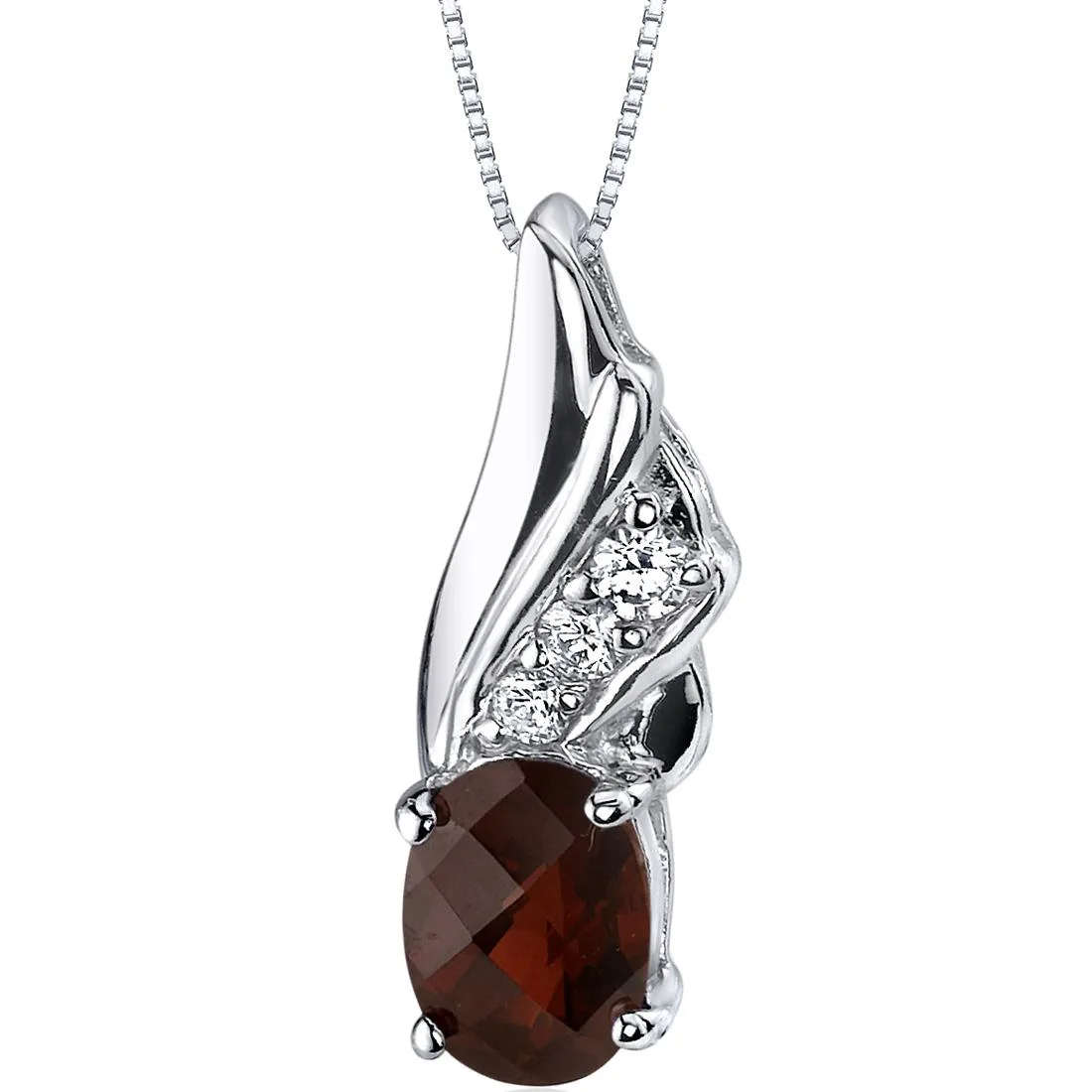 Oravo Oravo Garnet Pendant Necklace 925 Sterling Silver 1.50 cts 18 — product photo