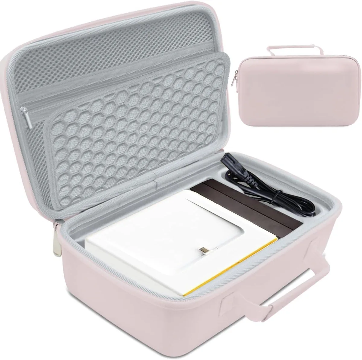 Pink EVA hard case with handle and dual zippers, shaped for Kodak Dock Plus printer